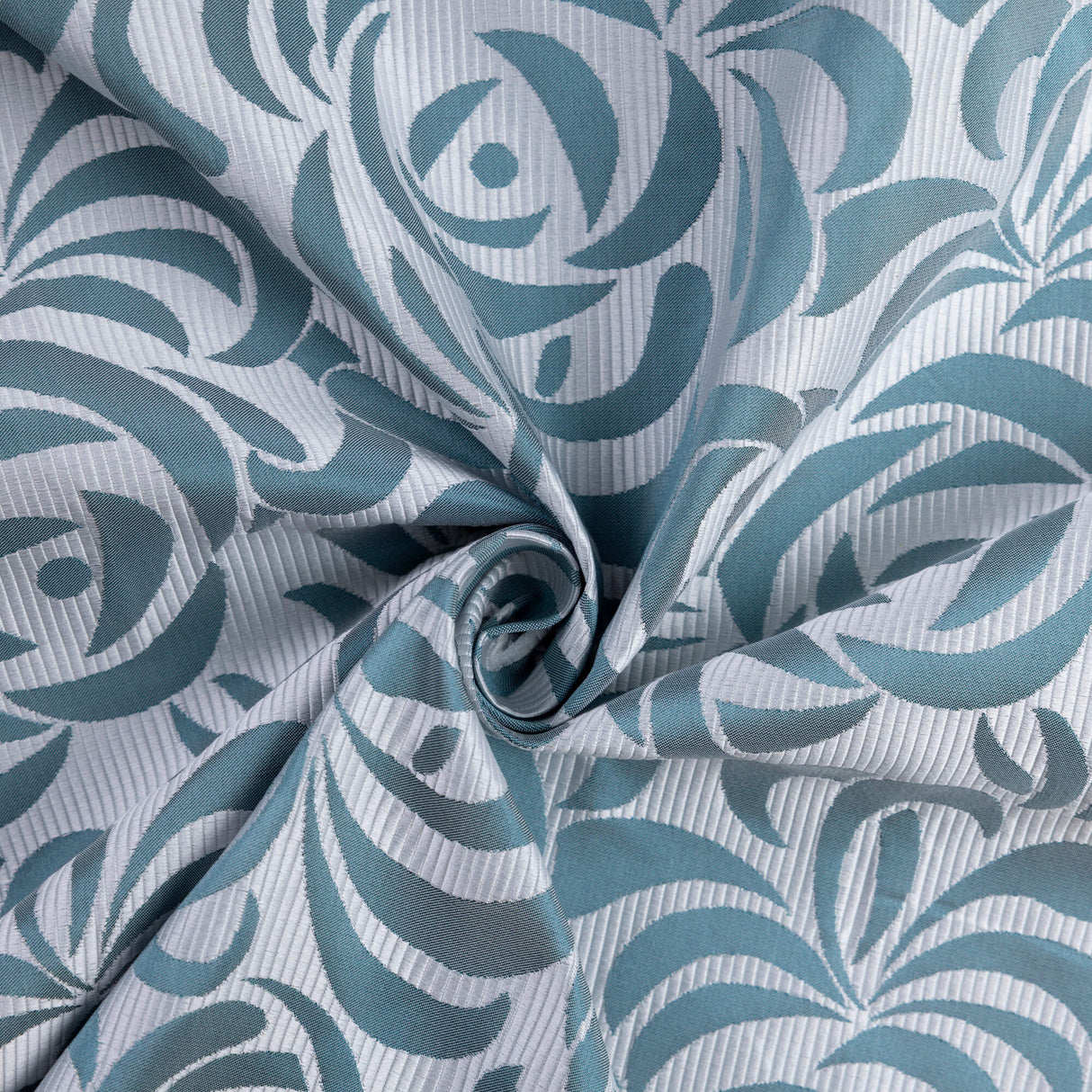 Jacquard ottoman - Fleurs bleu céladon