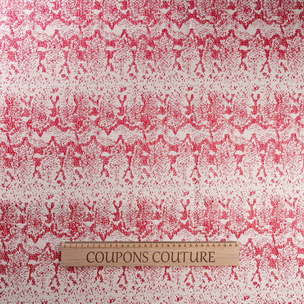 Jacquard coton & raphia - Rouge graphique
