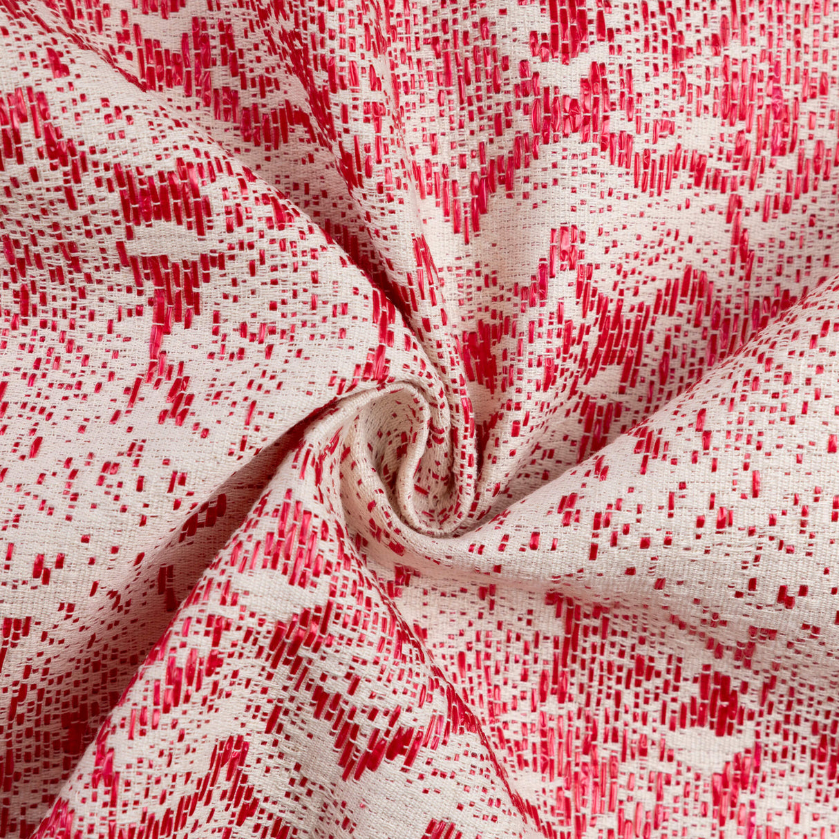 Jacquard coton & raphia - Rouge graphique