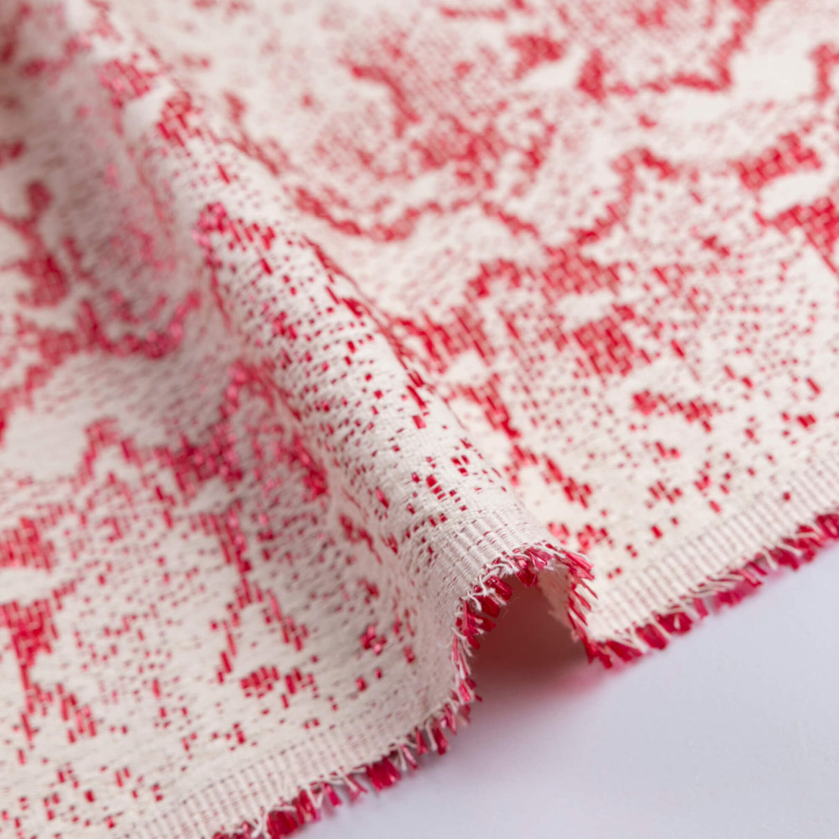 Jacquard coton & raphia - Rouge graphique