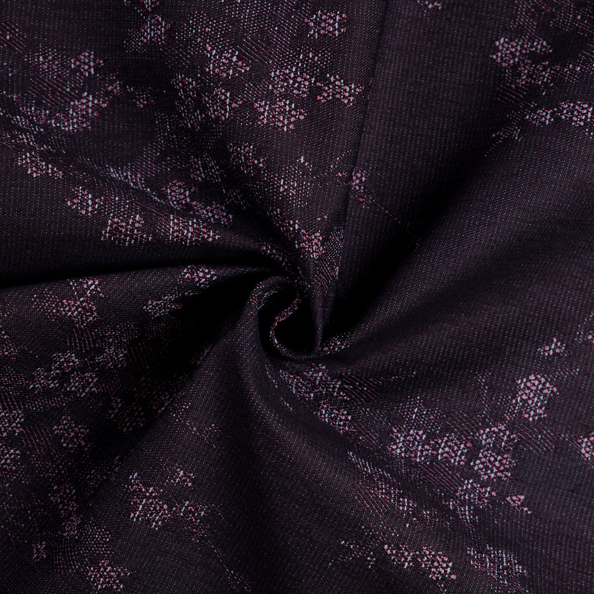 Jacquard de coton - Fleurs de cerisier violet prune