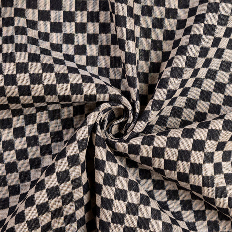 Jacquard - Damier noir et beige