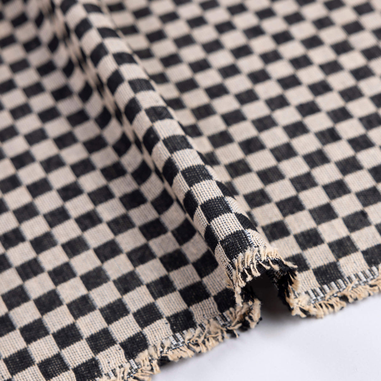 Jacquard - Damier noir et beige