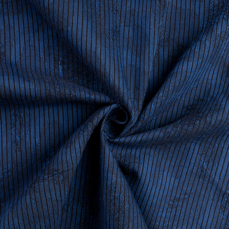Jacquard 100% coton - Fleurs bleu roi et noir
