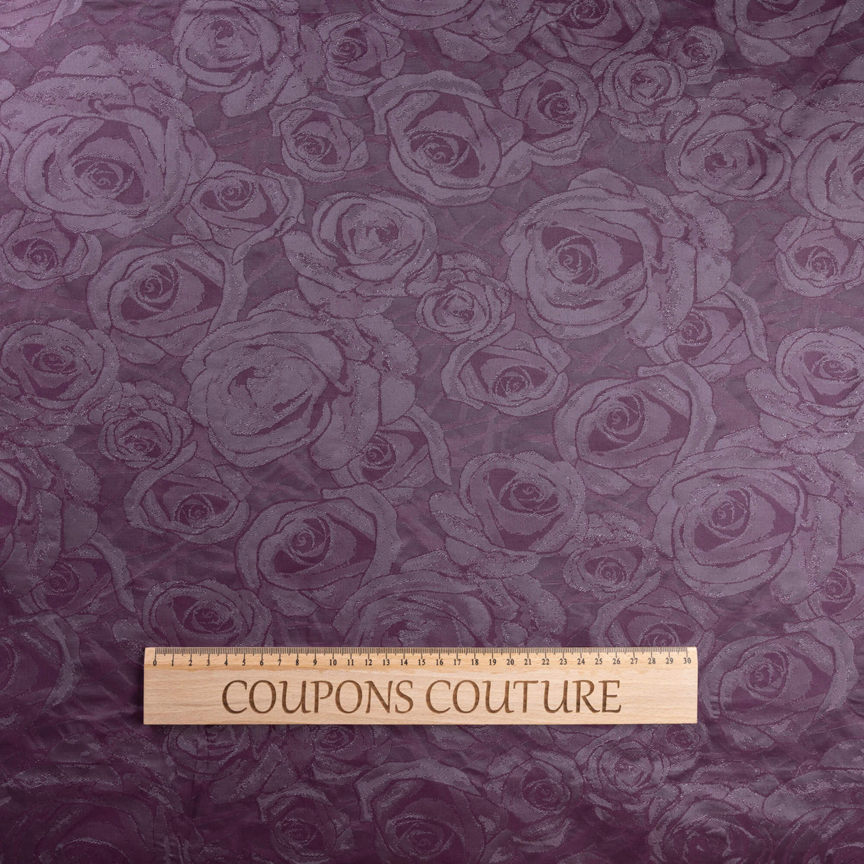 Taffetas jacquard - Roses vieux rose
