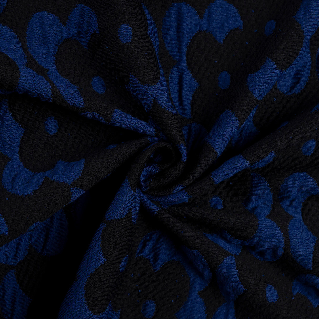 Jersey jacquard - Fleurs bleu roi