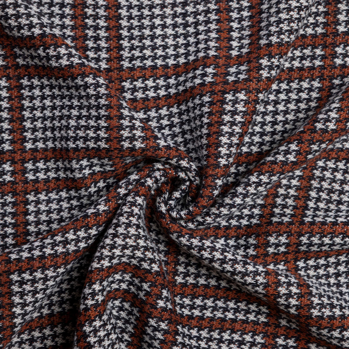 Jersey tricot - Prince-de-Galles noir, écru et rouille