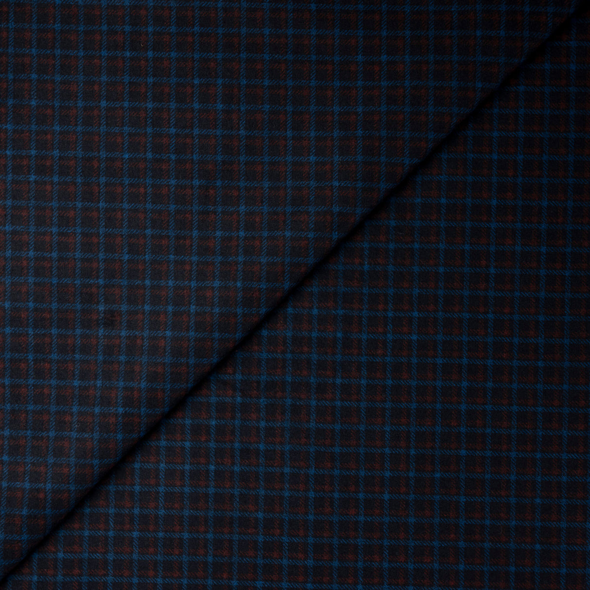 Maille Milano émerisée - Carreaux bleu pétrole et bordeaux