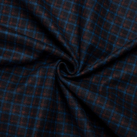 Maille Milano émerisée - Carreaux bleu pétrole et bordeaux