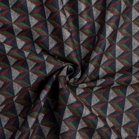 Maille Milano émerisée - Triangles graphiques vert et rouge