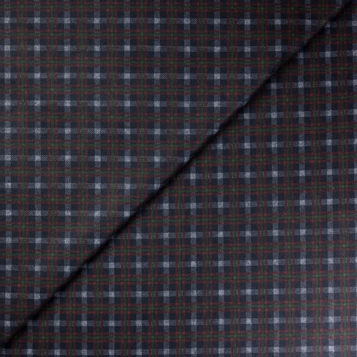 Maille Milano émerisée - Carreaux tartan vert et bordeaux