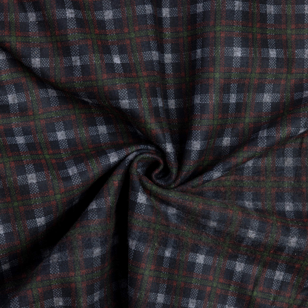 Maille Milano émerisée - Carreaux tartan vert et bordeaux