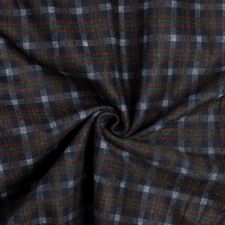 Maille Milano émerisée - Carreaux tartan vert et bordeaux