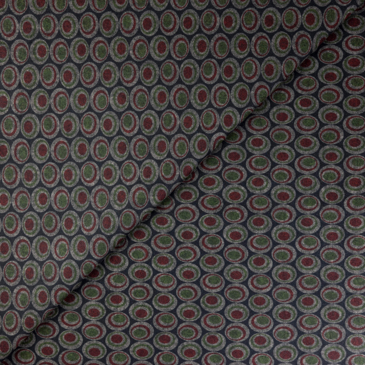Maille Milano émerisée - Cercles graphiques vert et bordeaux