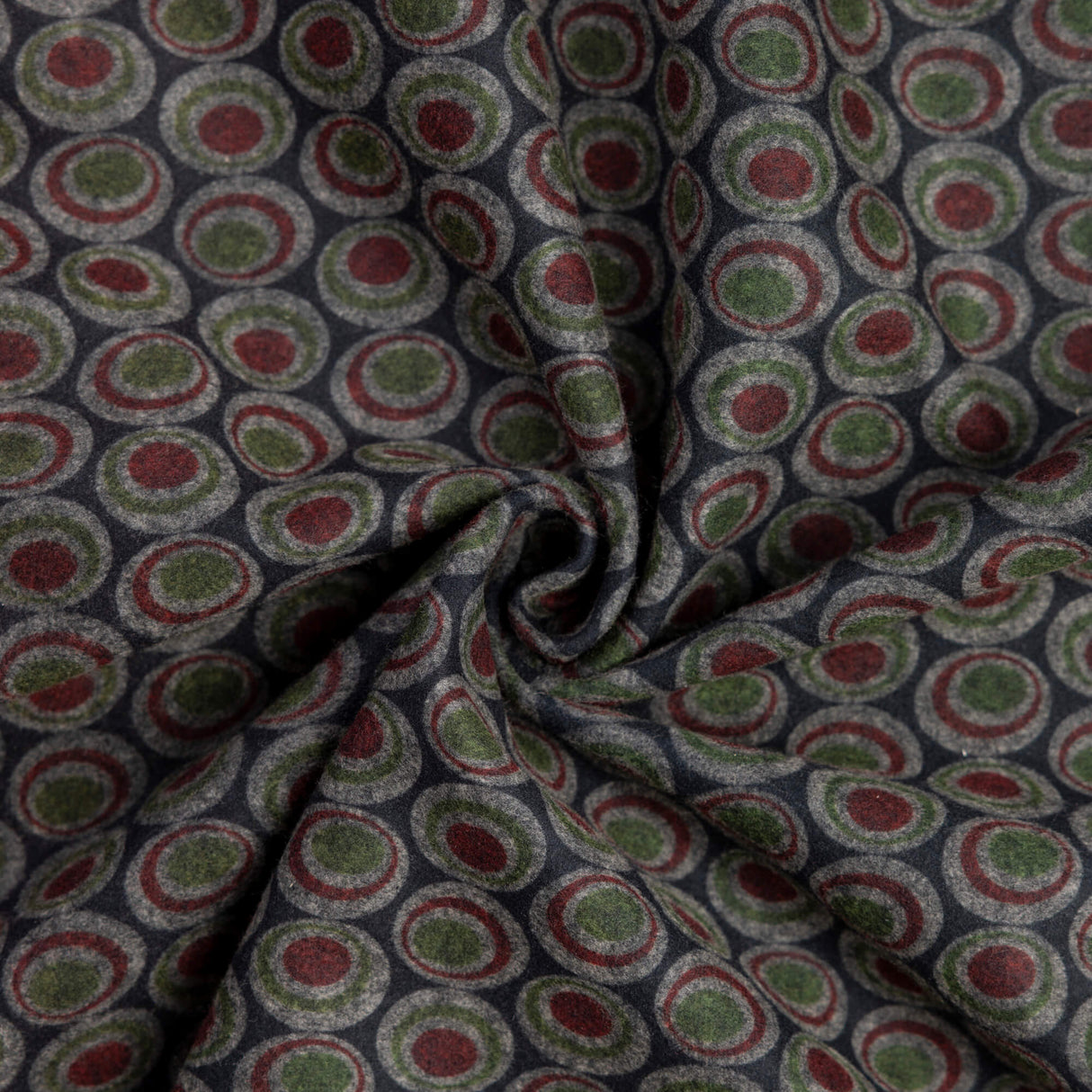 Maille Milano émerisée - Cercles graphiques vert et bordeaux