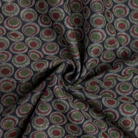 Maille Milano émerisée - Cercles graphiques vert et bordeaux