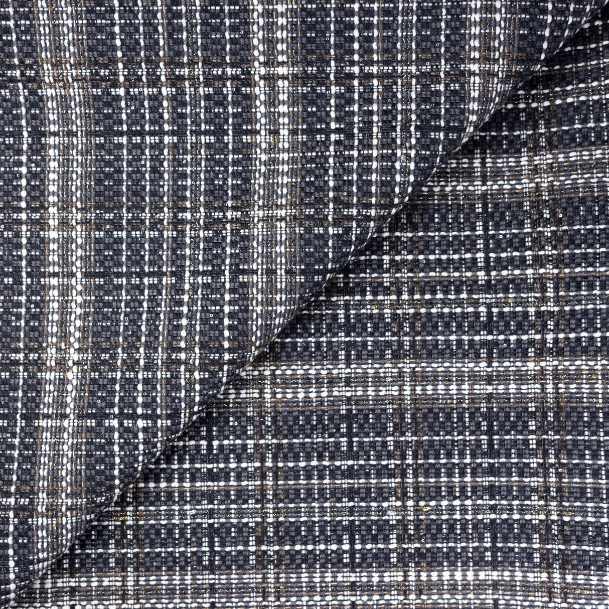 Tweed entoilé - Noir chiné pailleté