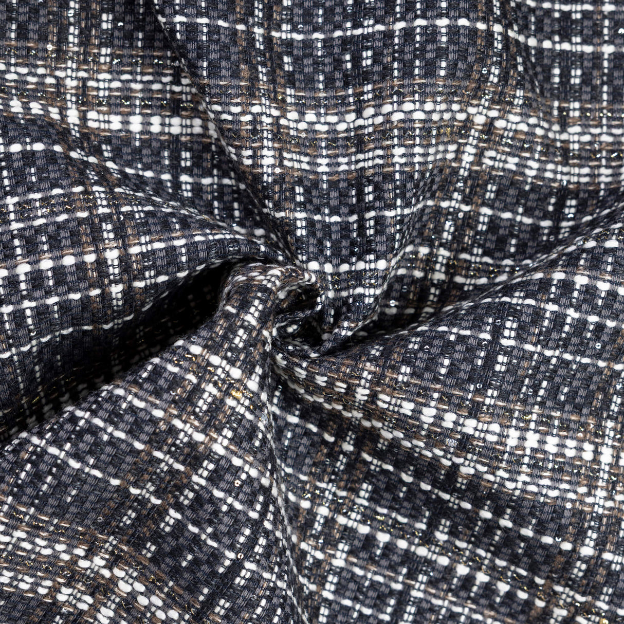 Tweed entoilé - Noir chiné pailleté