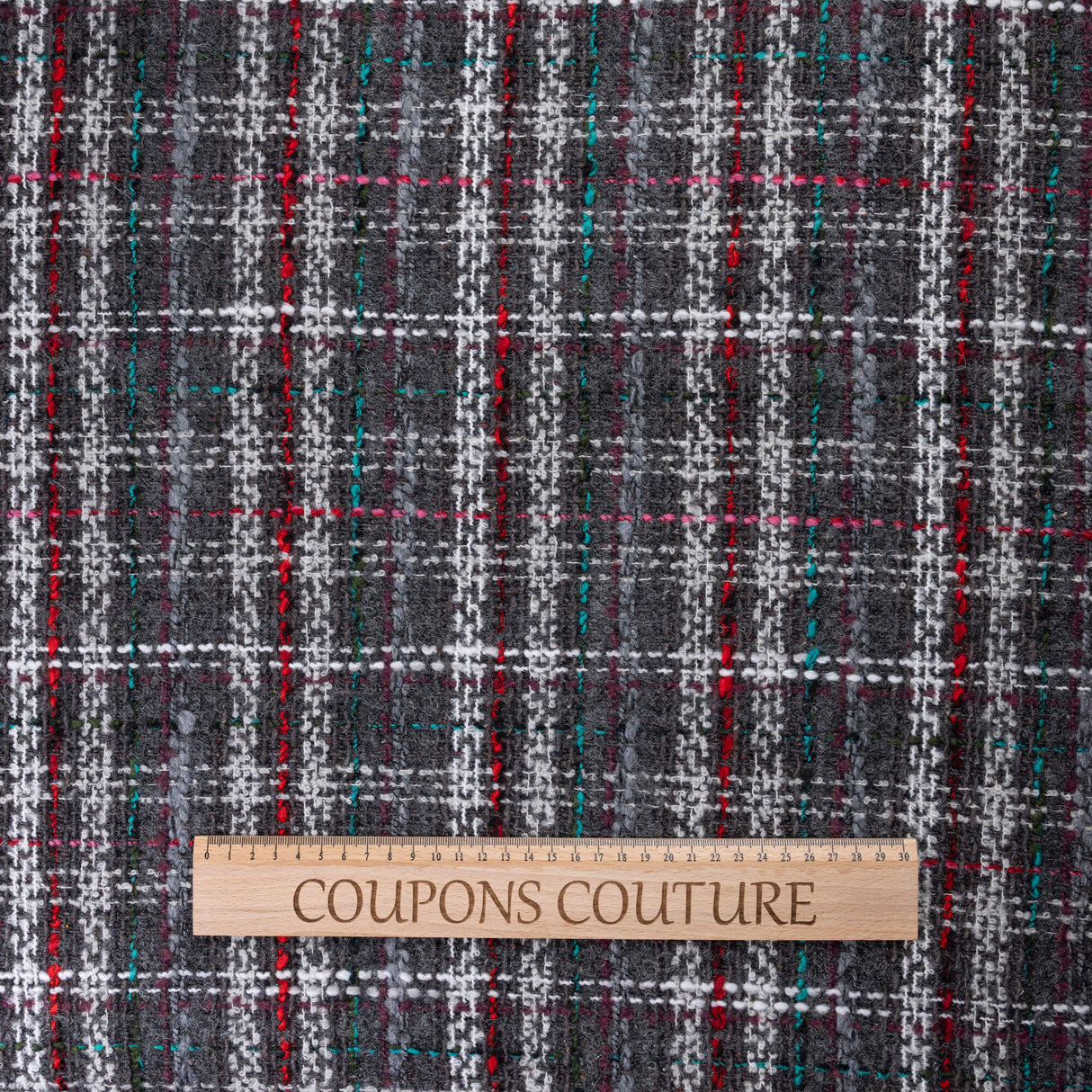 Tweed laine & alpaga - Carreaux multicolores anthracite