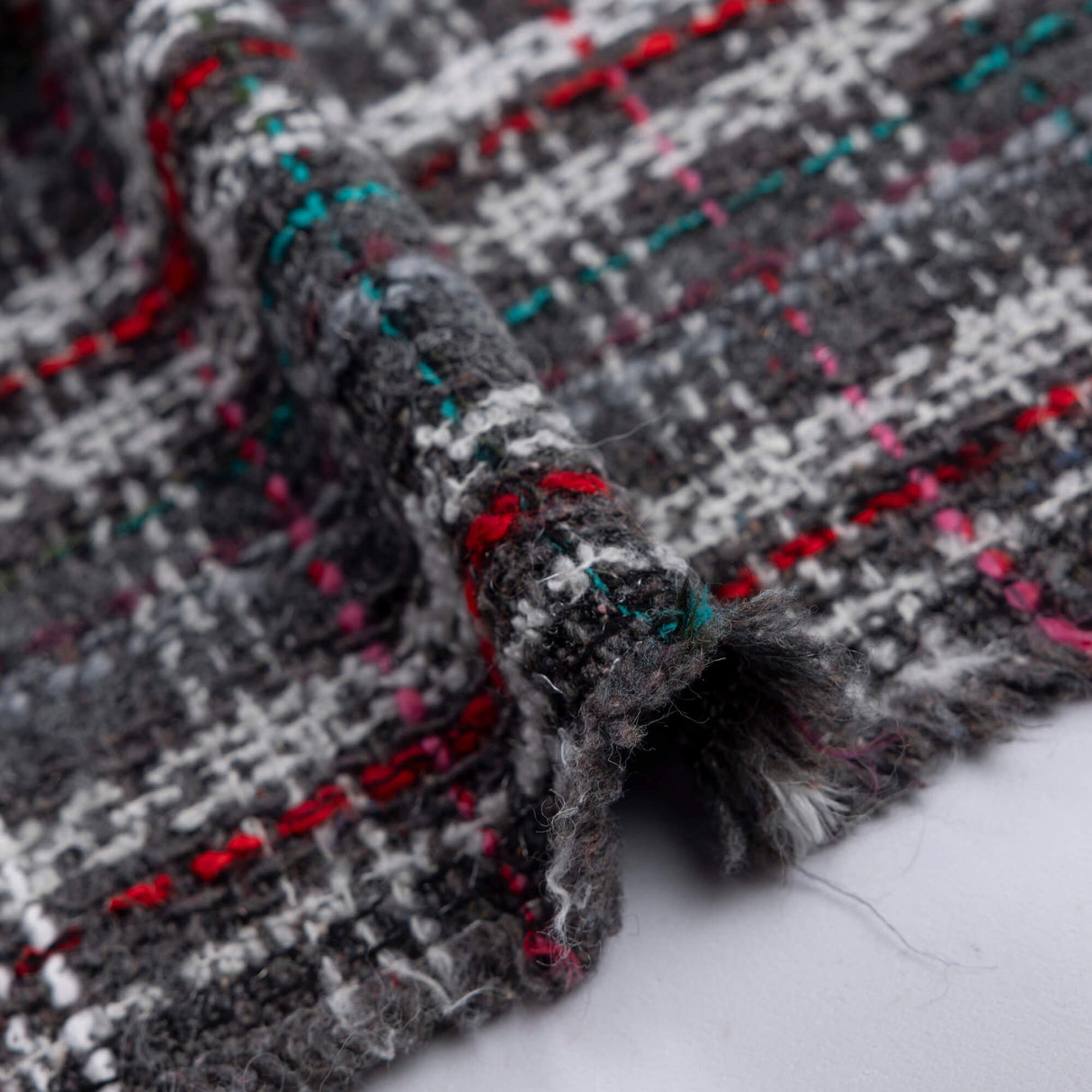 Tweed laine & alpaga - Carreaux multicolores anthracite