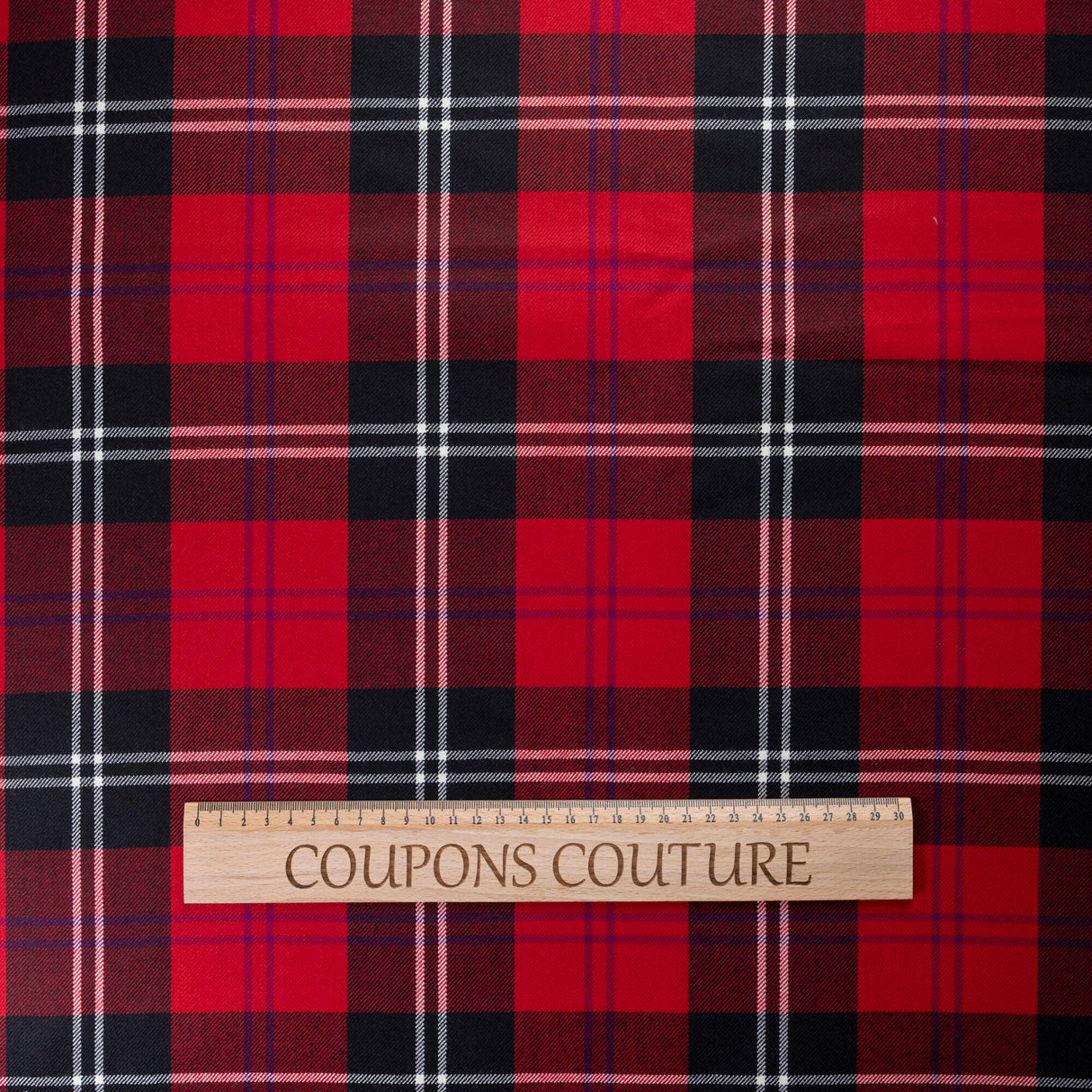 Tissu tailleur 100% laine - Tartan rouge