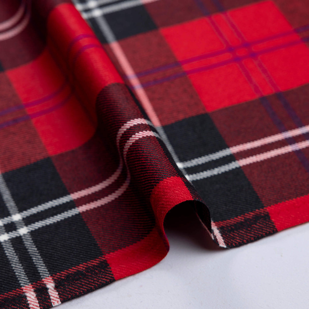 Tissu tailleur 100% laine - Tartan rouge
