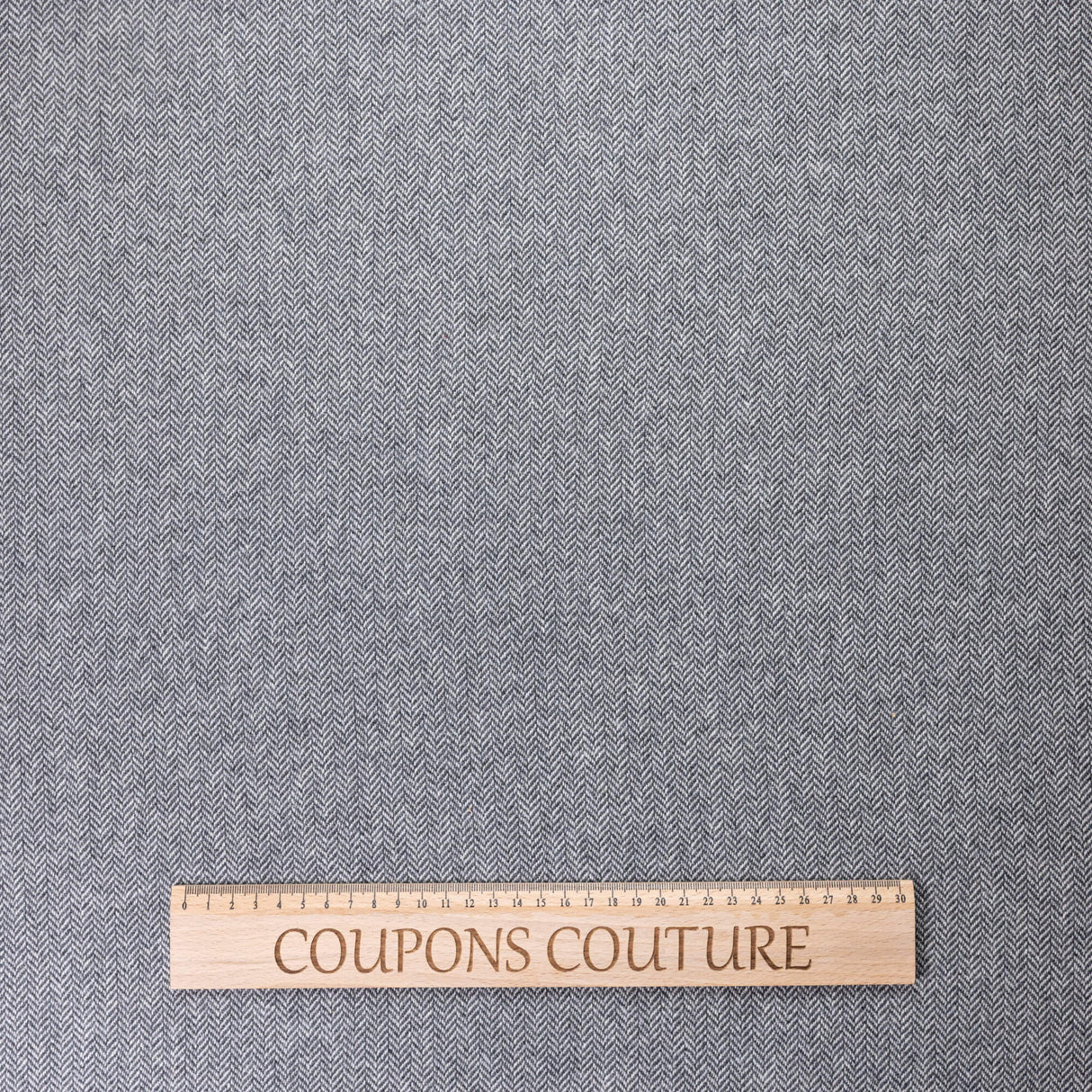 Tweed de laine - Chevron gris chiné
