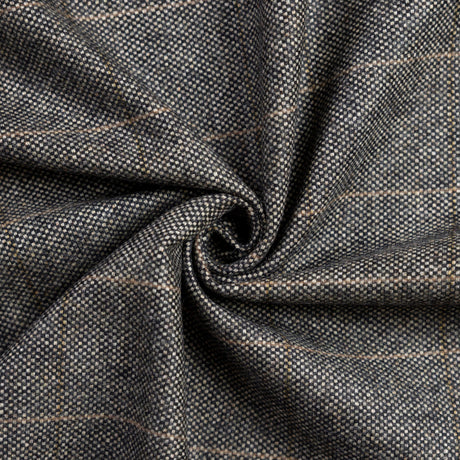 Tweed de laine - Carreaux taupe chiné