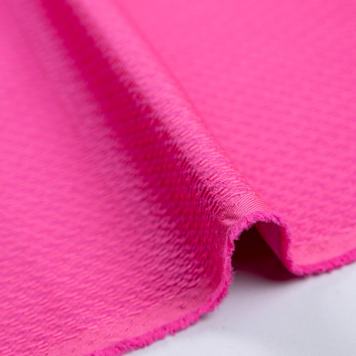 Piqué de coton & élasthanne gauffré - Fuchsia