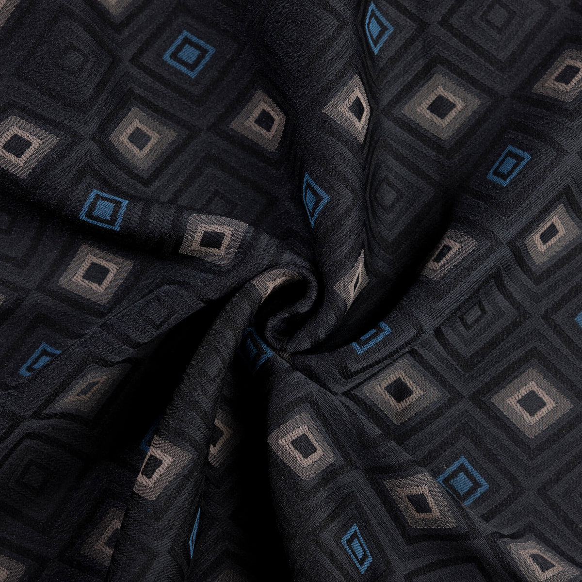 Jacquard - Losanges bleu et taupe fond noir