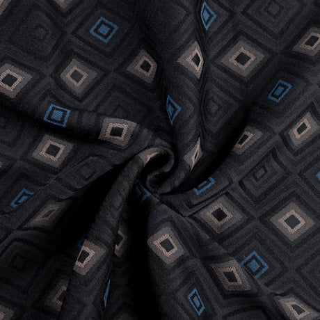 Jacquard - Losanges bleu et taupe fond noir