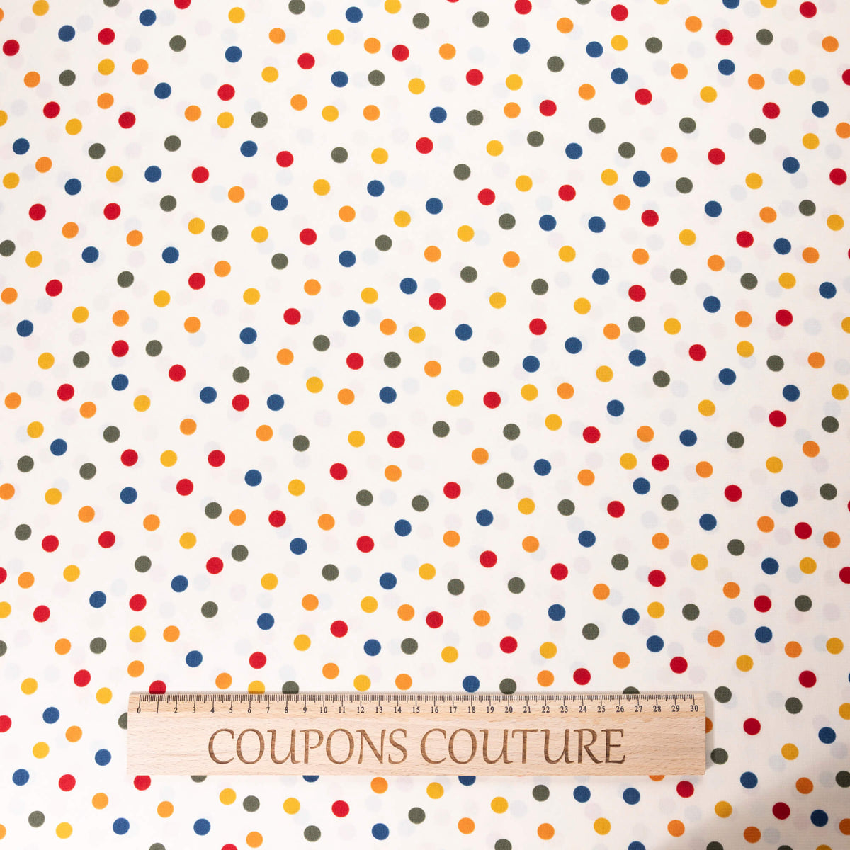 Crêpe - Pois multicolores fond écru