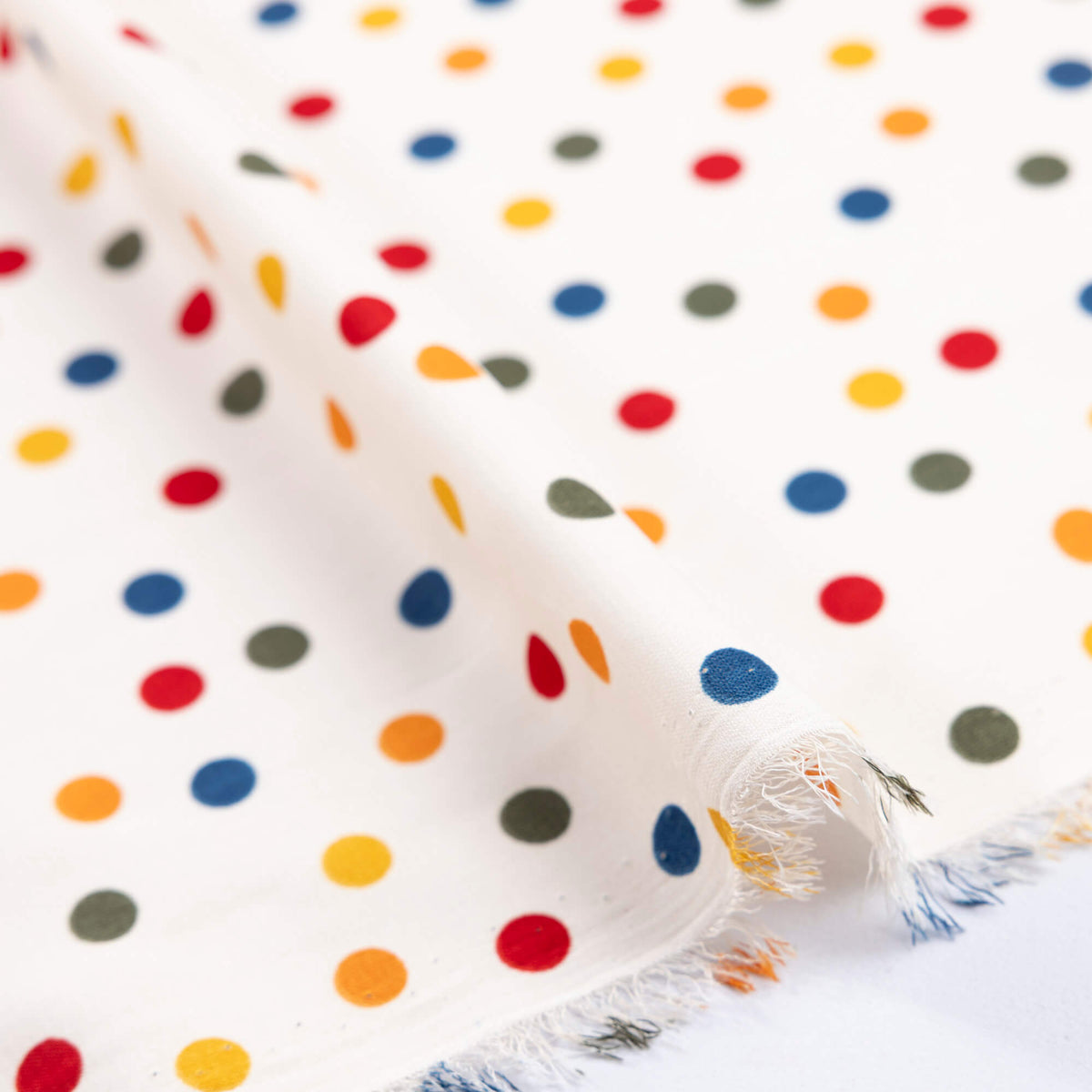 Crêpe - Pois multicolores fond écru