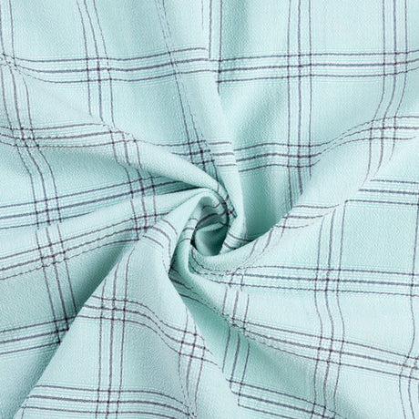 Crêpe gaufré bi-stretch - Carreaux vert d’eau