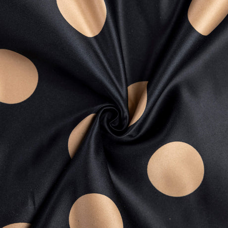Satin lourd - Pois beige sur noir