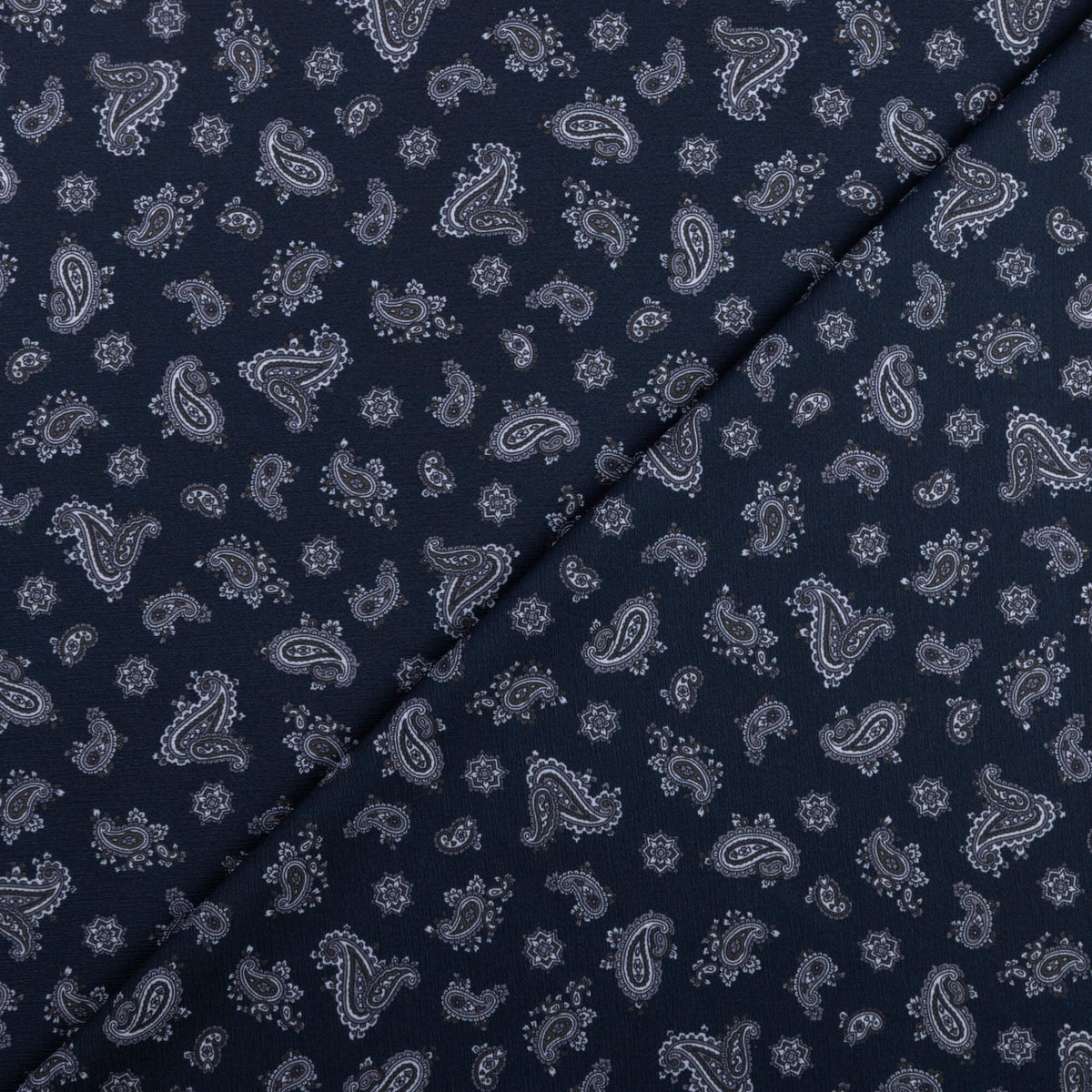 Crêpe - Petits motifs cachemire fond noir