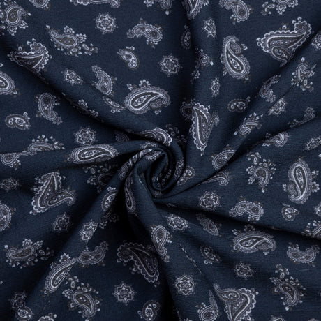 Crêpe - Petits motifs cachemire fond noir