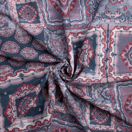 Crêpe - Patchwork cachemire gris et rouge