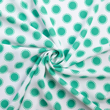 Crêpe gauffré - Pois turquoise sur blanc