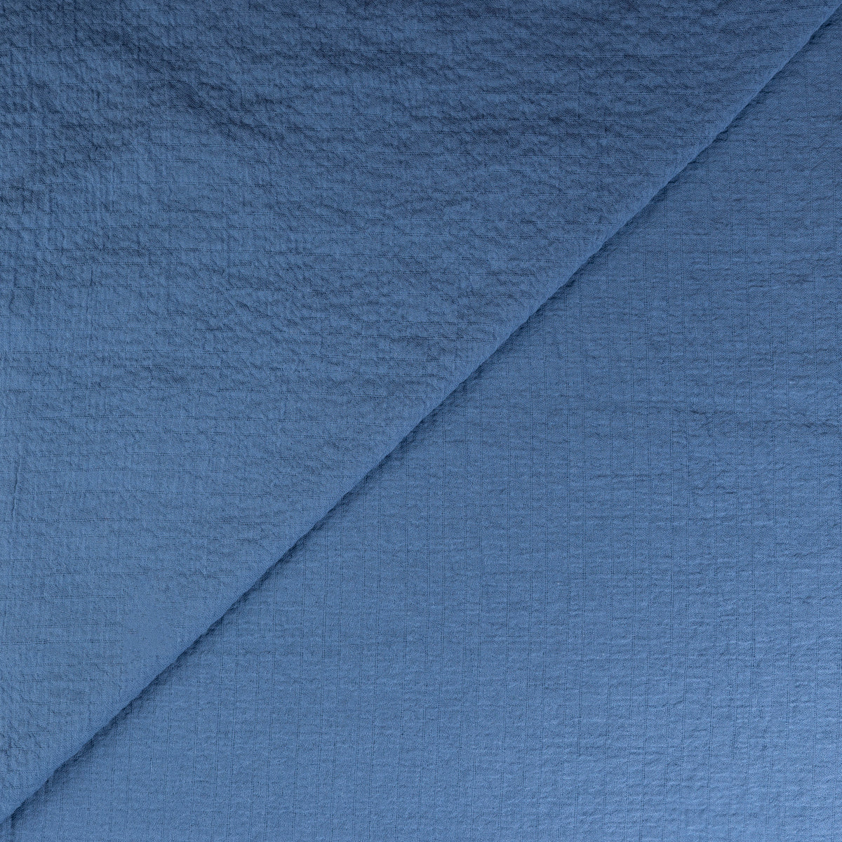 Gaze à rayures irrèguliéres crêponné coton & élasthanne - Bleu denim
