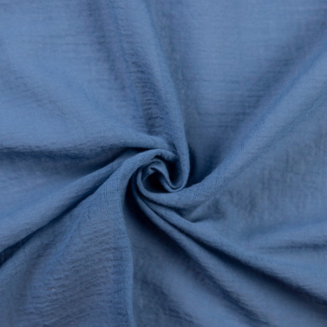 Gaze à rayures irrèguliéres crêponné coton & élasthanne - Bleu gris