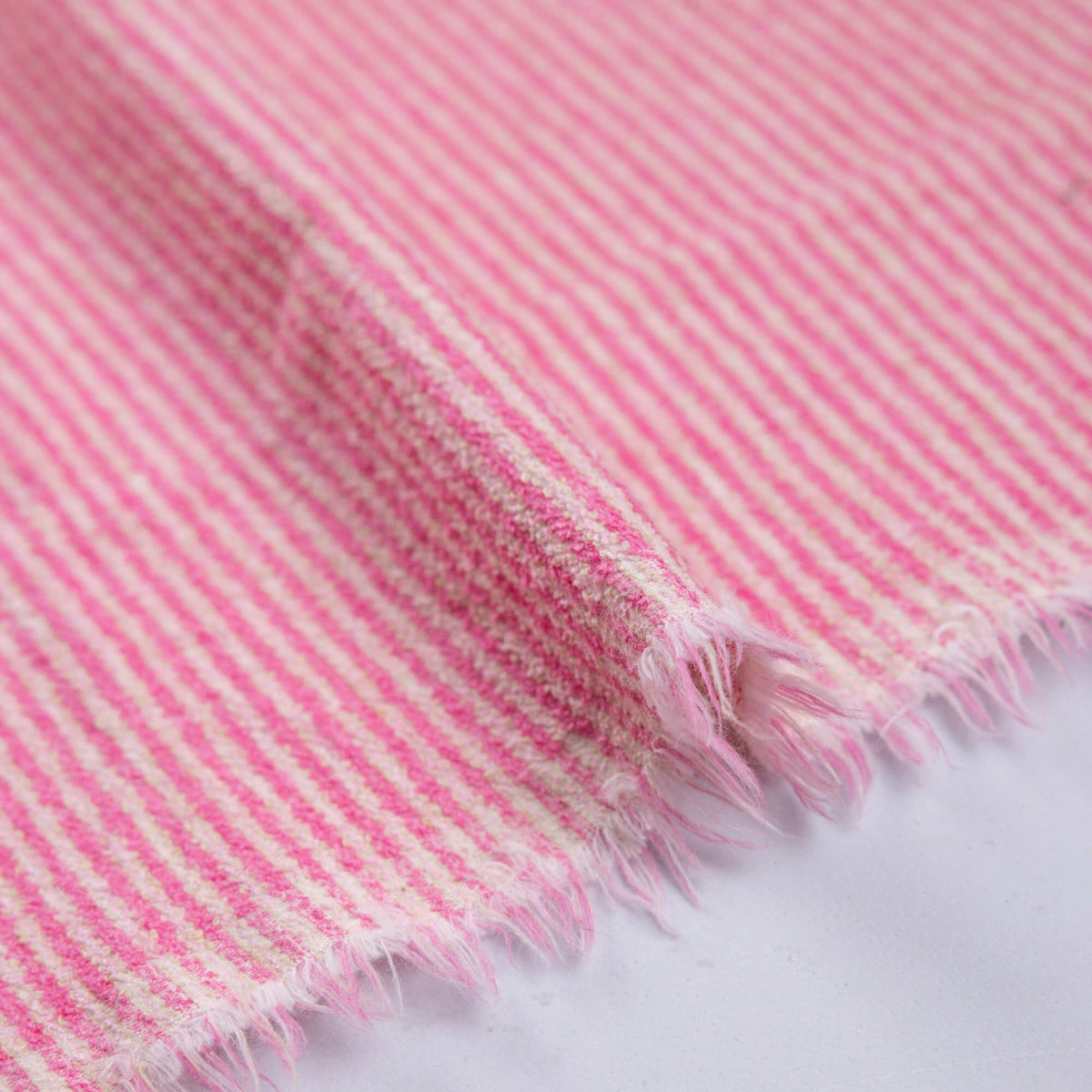 Bouclette 100% coton - Rayé rose & écru