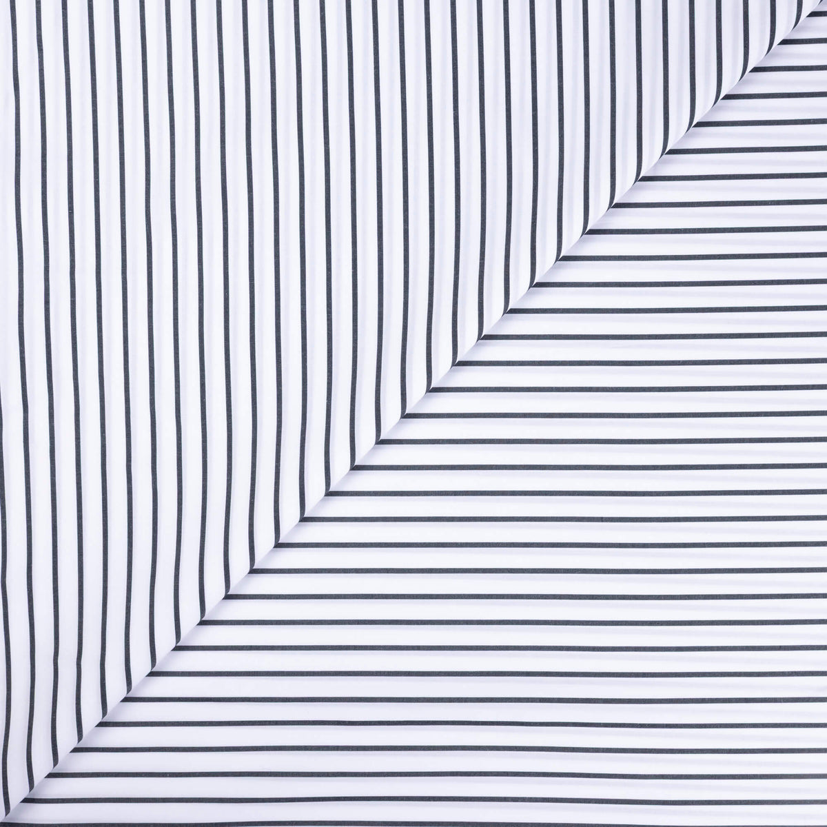 Percale 100% coton peigné - Rayé noir & blanc