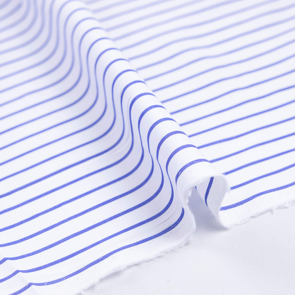 Percale 100% coton peigné - Rayé bleu & blanc