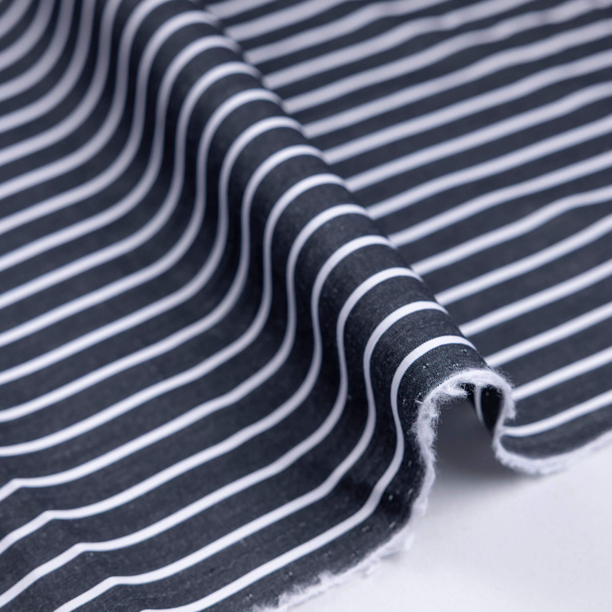 Percale 100% coton peigné - Rayé blanc & noir