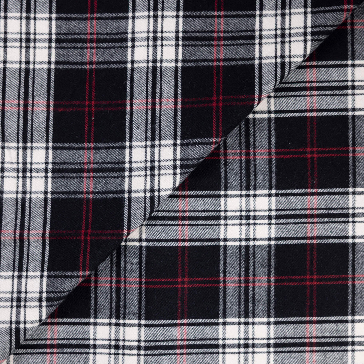 Flanelle 100% coton – Clan noir, écru et rouge