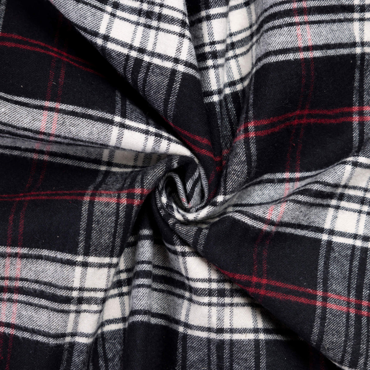 Flanelle 100% coton – Clan noir, écru et rouge