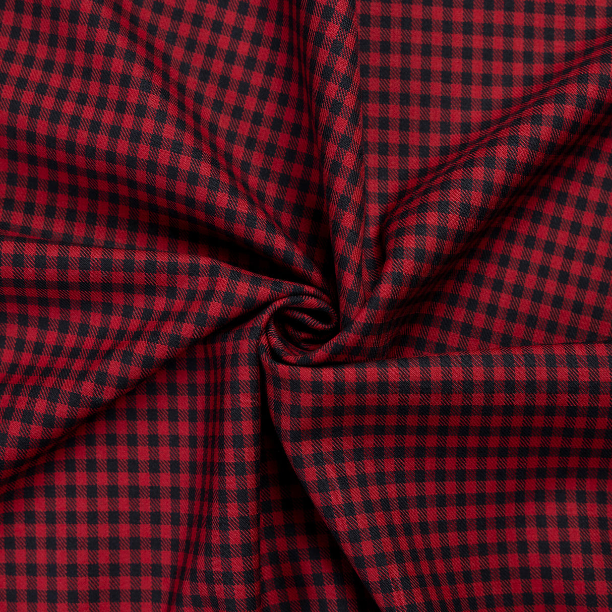 Tissu tailleur 100% laine – Vichy noir et rouge