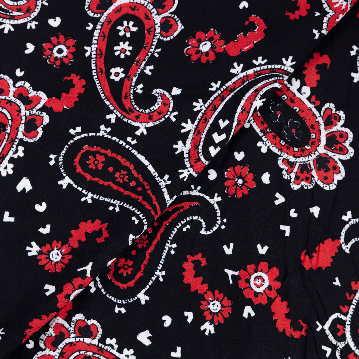 Twill 100% viscose – Cachemire noir rouge blanc