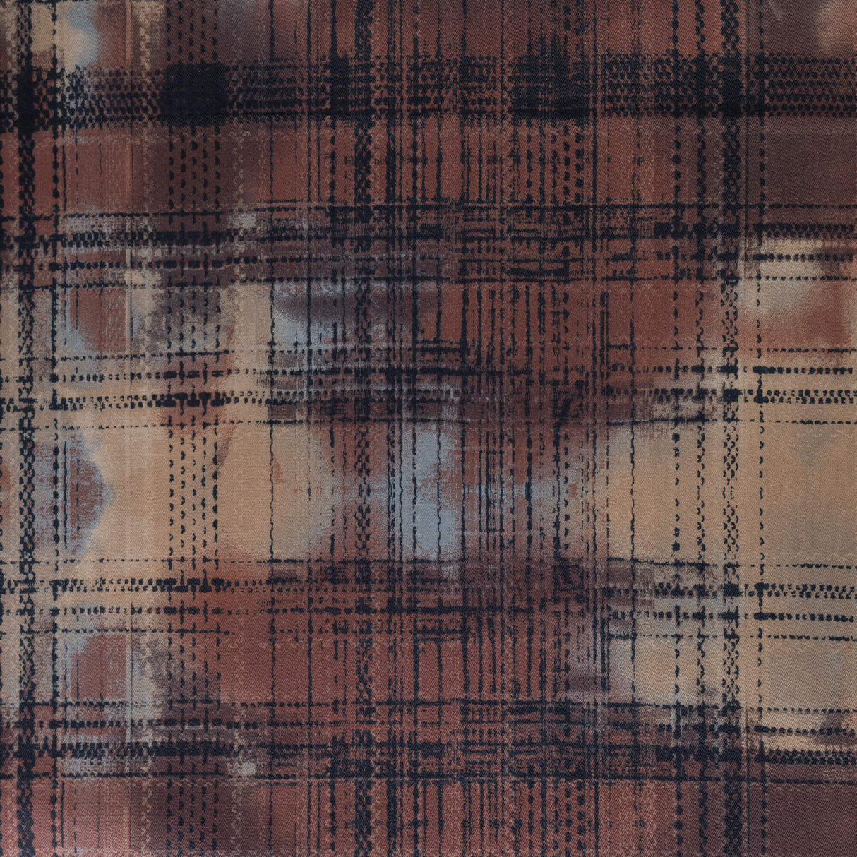 Gabardine émerisée coton & élasthanne – Carreaux floutés marron